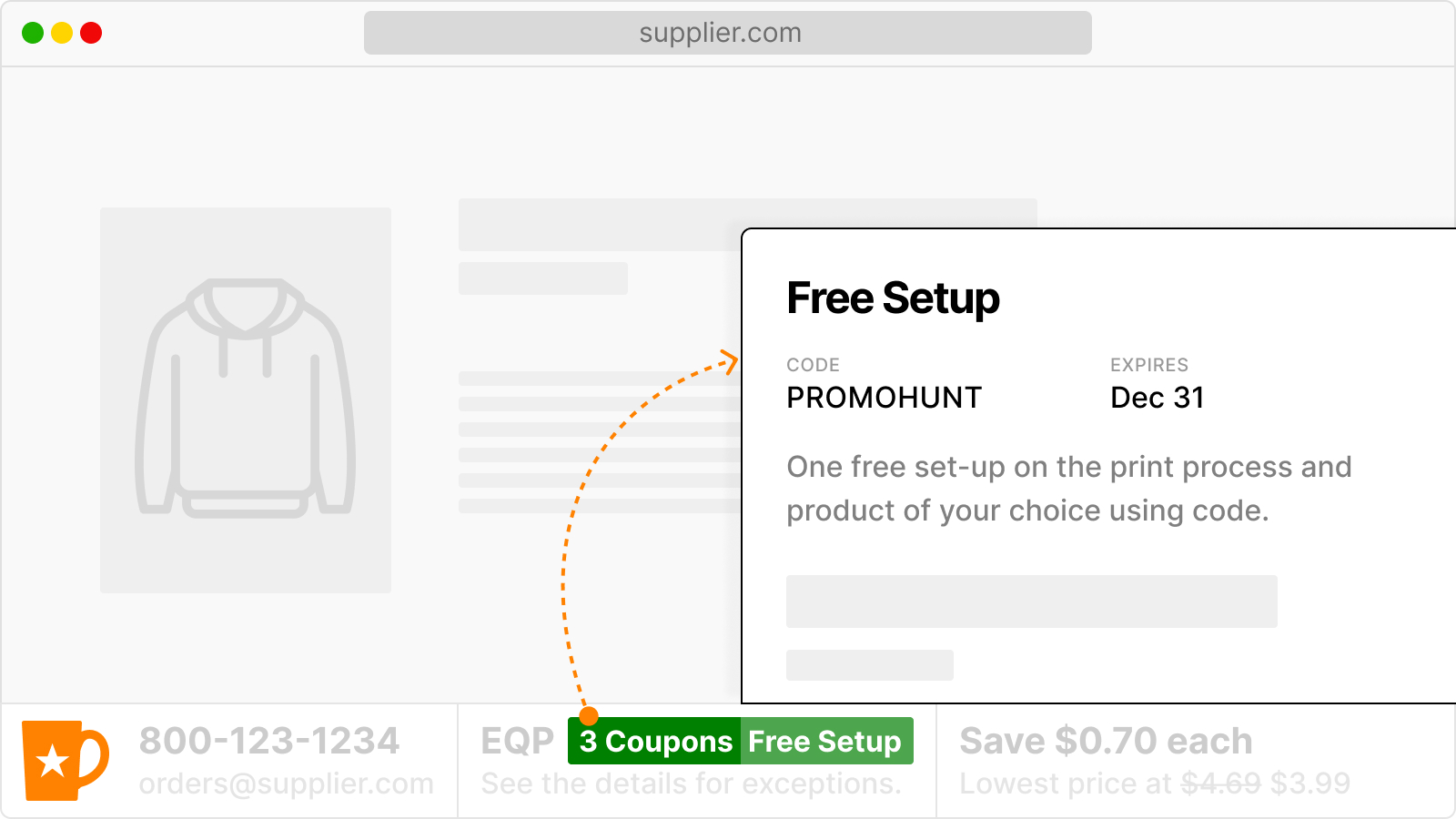 Coupons feature example